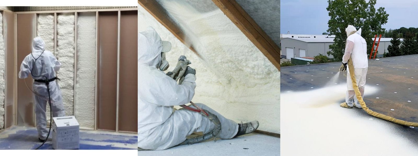 Spray-applied PU insulation in progress